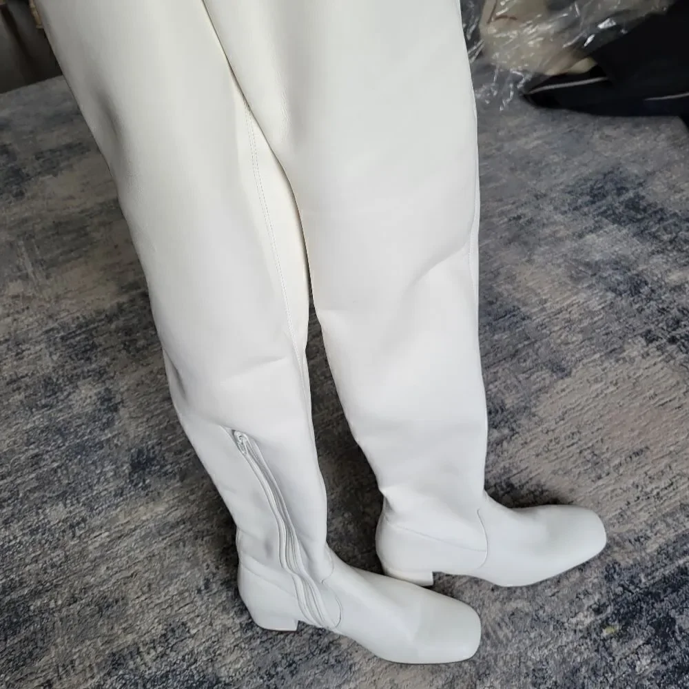 STAUD Aimee Over the Knee Boots White Size 37.5